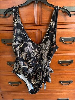 summersalt Black Floral One-Piece Swimsuit with Tie
